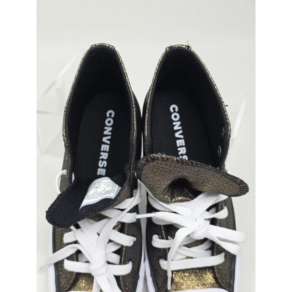 Converse Chuck Taylor Kids Size 4.5 High Top Sneakers Black Gold AO5388F New